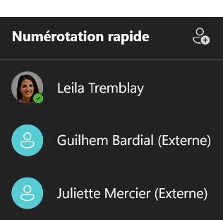 Numérotation rapide ou favoris d'appels Microsoft Teams